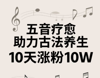 古法五音养生教程，五音疗愈的视频的制作方法，2-4小时就能学会，作者10天涨粉10W-轻金阁