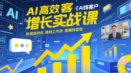 AI高效获客增长实战课，​AI找客户 私域自动化 高效工作流 直播快变现-轻金阁