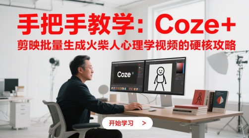 手把手教学：Coze + 剪映批量生成火柴人心理学视频的硬核攻略-轻金阁