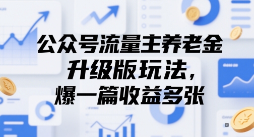 公众号流量主养老金升级版玩法，爆一篇收益多张-轻金阁
