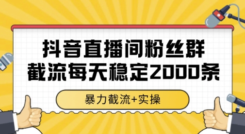 抖音直播间粉丝群暴力截流，一台电脑每天稳定2000条数据，暴力截流+实操 【揭秘】-轻金阁