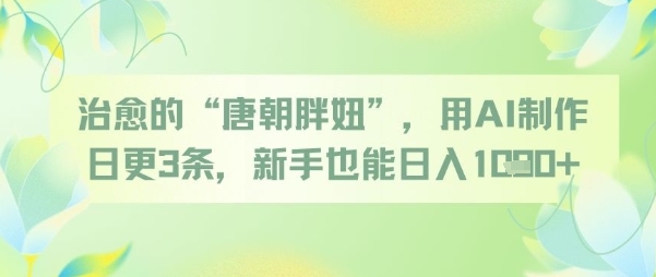 治愈的“唐朝胖妞”，用AI制作日更3条，新手也能日入多张-轻金阁