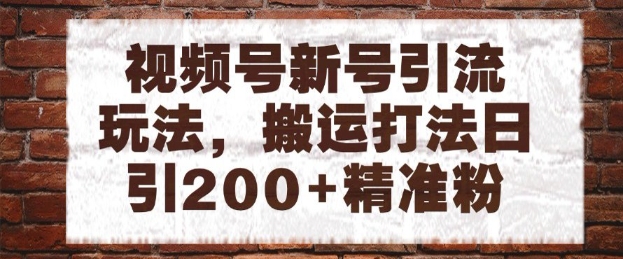 视频号新号引流玩法，搬运打法日引200+精准粉，可矩阵放大【揭秘】-轻金阁