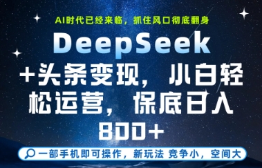 DeepSeek+头条变现，保姆级教学，小白轻松上手，日入8张+【揭秘】-轻金阁