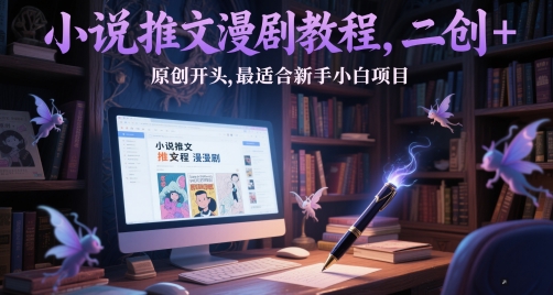 小说推文漫剧教程，二创+原创开头，最适合新手小白项目-轻金阁