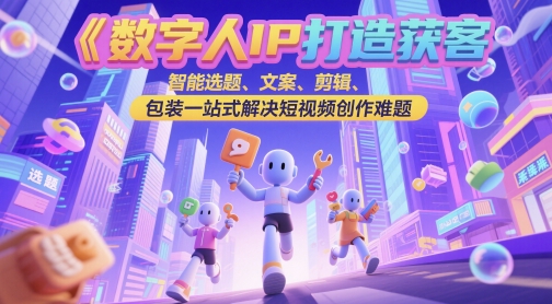 数字人IP打造获客变现实操课，智能选题、文案、剪辑、包装一站式解决短视频创作难题-轻金阁