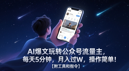 AI爆文玩转公众号流量主，每天5分钟，月入过W，操作简单！【附工具和指令】-轻金阁