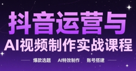 抖音运营与AI视频制作实战课程，爆款选题-AI特效制作-账号搭建-轻金阁