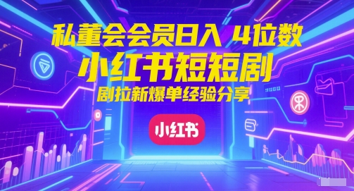 私董会会员日入4位数小红书红果短剧拉新爆单经验分享-轻金阁