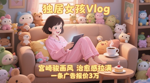 单个账号涨粉71W！用AI制作独居女孩Vlog，宫崎骏画风，治愈感拉满，一条广告报价3W-轻金阁