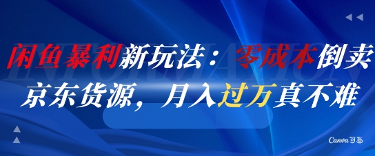 闲鱼暴利新玩法：零成本倒卖京东货源，月入过1W真不难-轻金阁
