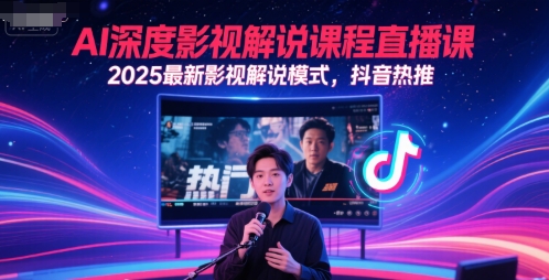AI深度影视解说课程直播课，2025最新影视解说模式，抖音热推-轻金阁