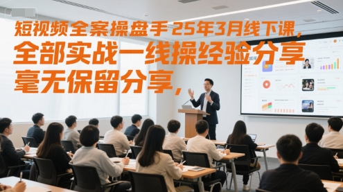短视频全案操盘手25年3月线下课，全部实战一线操盘手经验分享，毫无保留分享，全是干货-轻金阁