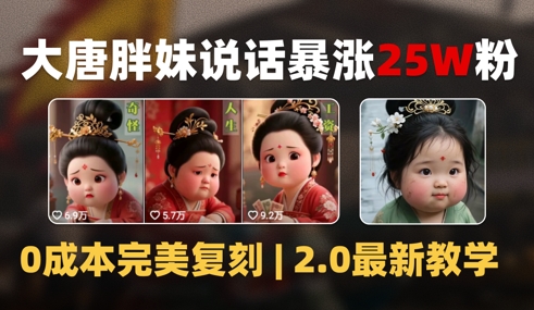 AI大唐胖贵妃说话2.0，40条视频暴涨40w粉，附独家变现攻略-轻金阁