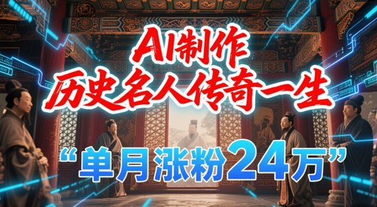 暴力起号！用AI制作历史名人传奇一生，单月涨粉24W，涨粉+变现赛道黑马来了-轻金阁