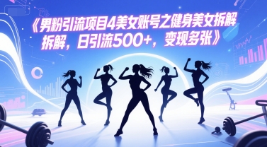 男粉引流项目4美女账号之健身美女拆解，日引流500+，变现多张-轻金阁