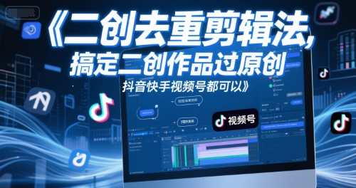 短视频二创去重剪辑法，搞定二创作品过原创，抖音快手视频号都可以-轻金阁