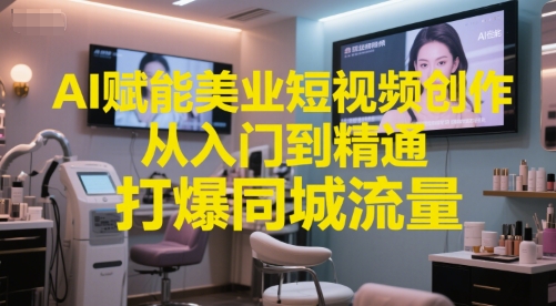 AI赋能美业短视频创作，从入门到精通，打爆同城流量，超级AI工具短视频实操落地-轻金阁