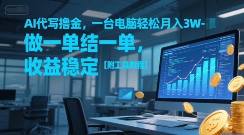 AI代写撸金，一台电脑轻松月入1-3W，做一单结一单，收益稳定【附工具教程】-轻金阁