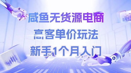 咸鱼无货源电商，高客单价玩法，新手1个月入门-轻金阁