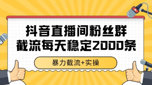 抖音直播间粉丝群暴力截流，一台电脑每天稳定2000条数据【揭秘】-轻金阁