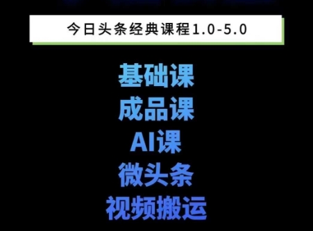 头条图文课1-5期教你头条图文写作、微头条、视频搬运变现，适合新手快速起号玩法-轻金阁