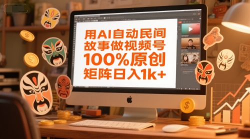 用AI自动民间故事做视频号，100%原创，矩阵日入1k+-轻金阁