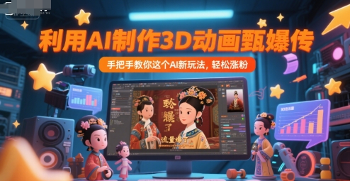 利用AI制作3D动画甄嬛传，流量爆了，手把手教你这个AI新玩法，轻松涨粉-轻金阁