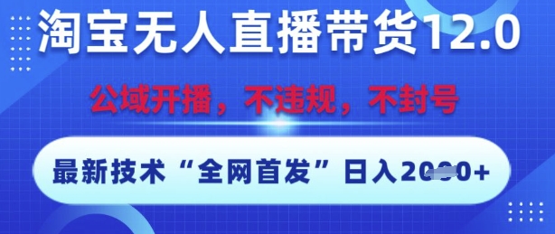 淘宝无人直播带货12.0，最新技术，不封号，不违规，操作简单，开播爆单，日入多张【揭秘】-轻金阁