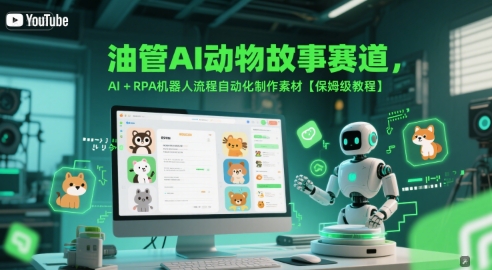油管AI动物故事赛道，AI+RPA机器人流程自动化制作素材【保姆级教程】-轻金阁