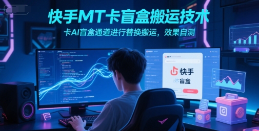 快手MT卡盲盒搬运技术，卡AI盲盒通道进行替换搬运，效果自测-轻金阁