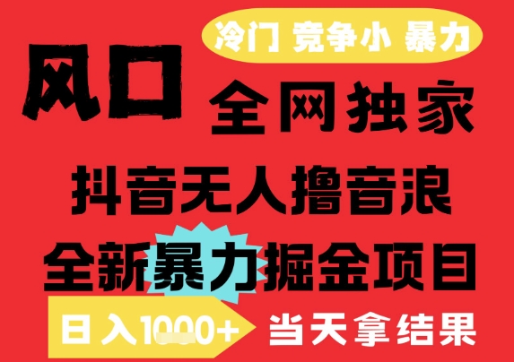 25年6月高爆抖音无人直播最新撸音浪掘金项目，解放双手小白可做，无脑日入1k+，门槛低【揭秘】-轻金阁