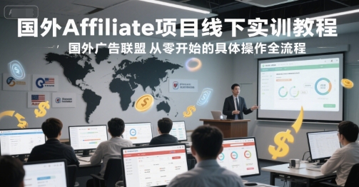 国外Affiliate项目线下实训教程，国外广告联盟从零开始的具体操作全流程-轻金阁