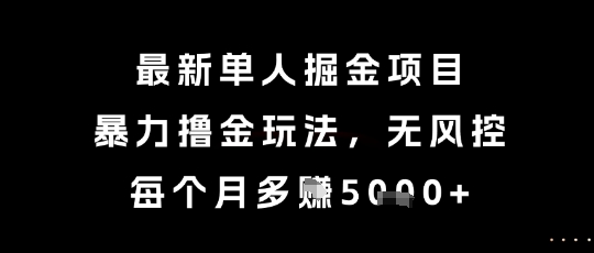 最新单人掘金项目，暴力撸金玩法，无风控，每个月多挣5k+【揭秘】-轻金阁