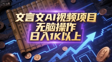 文言文AI视频项目，无脑操作，日入1K以上-轻金阁