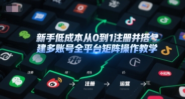 新手低成本从0到1注册并搭建多账号全平台矩阵操作教学，手机号-邮箱-IP-工具-轻金阁