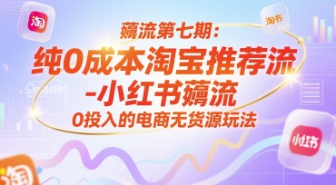 薅流第七期：纯0成本淘宝推荐流-小红书薅流最新版目，0投入的电商无货源玩法（附赠往期）-轻金阁