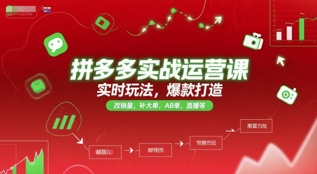拼多多实战运营课，实时玩法，爆款打造，改销量，补大单，AB单，直播等（更新2025月）-轻金阁