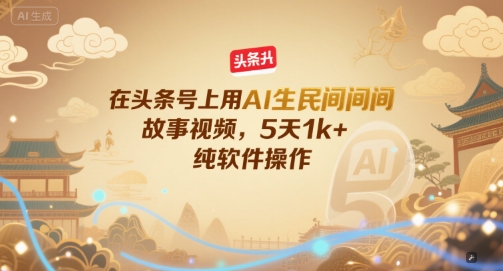 在头条号上用AI生民间故事视频，5天1k+，纯软件操作-轻金阁