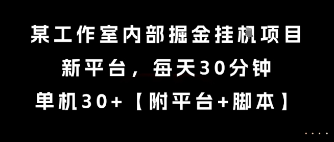某工作室内部掘金挂G项目，新平台，每天30分钟，单机30+【揭秘】-轻金阁
