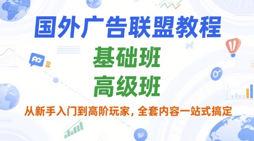 国外广告联盟教程，基础班和高级班，从新手入门到高阶玩家，全套内容一站式搞定-轻金阁