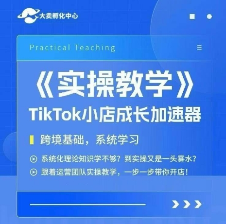 大卖家孵化中心TikTok实操课，TikTok小店成长加速器，跨境基础系统学习，一步一步带你开店-轻金阁