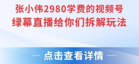 张小伟2980付费额视频号绿幕直播给你们拆解玩法-轻金阁