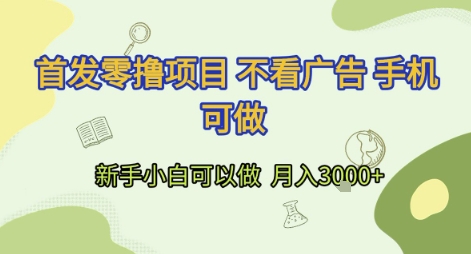 首发零撸项目 不看广告 手机可做 新手小白可以做  月入3k+【揭秘】-轻金阁