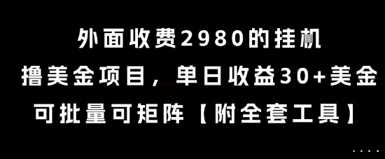 外面收费2980的挂G撸美金项目，单日收益30+美金，可批量可矩阵【揭秘】-轻金阁