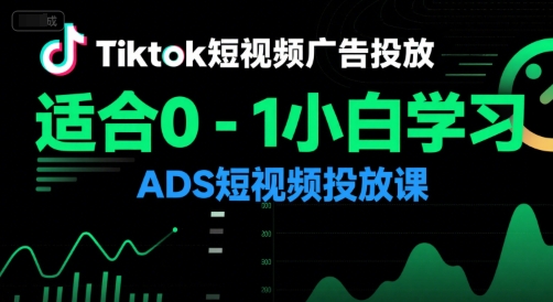 Tiktok短视频广告投放，适合0-1小白学习ADS短视频投放课-轻金阁