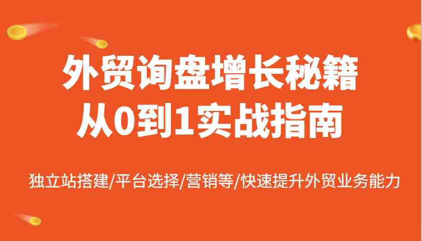 外贸询盘增长秘籍从0到1实战指南，独立站搭建/平台选择/营销等/快速提升外贸业务能力-轻金阁