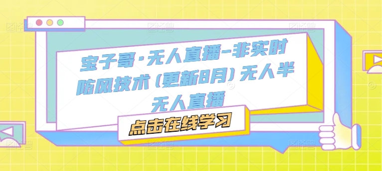 宝子哥·无人直播-非实时防风技术(更新25年7月)无人半无人直播-轻金阁