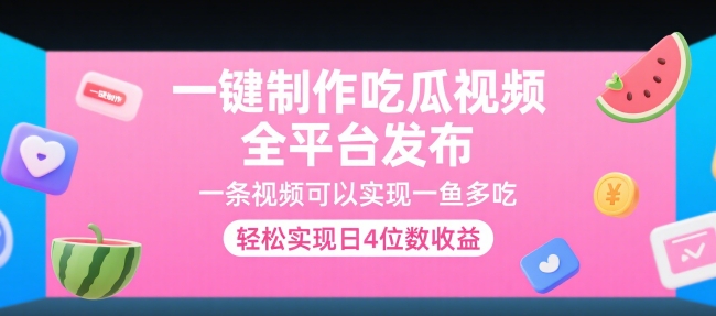 一键制作吃瓜视频，全平台发布，一条视频可以实现一鱼多吃，轻松实现日4位数收益【揭秘】-轻金阁