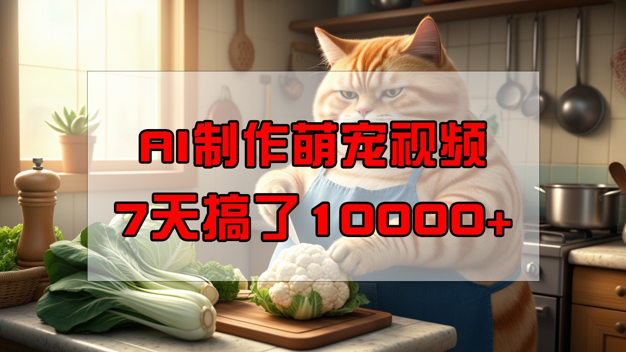 靠AI制作萌宠视频，7天搞了1万+，操作简单门槛低，有手机就行-轻金阁